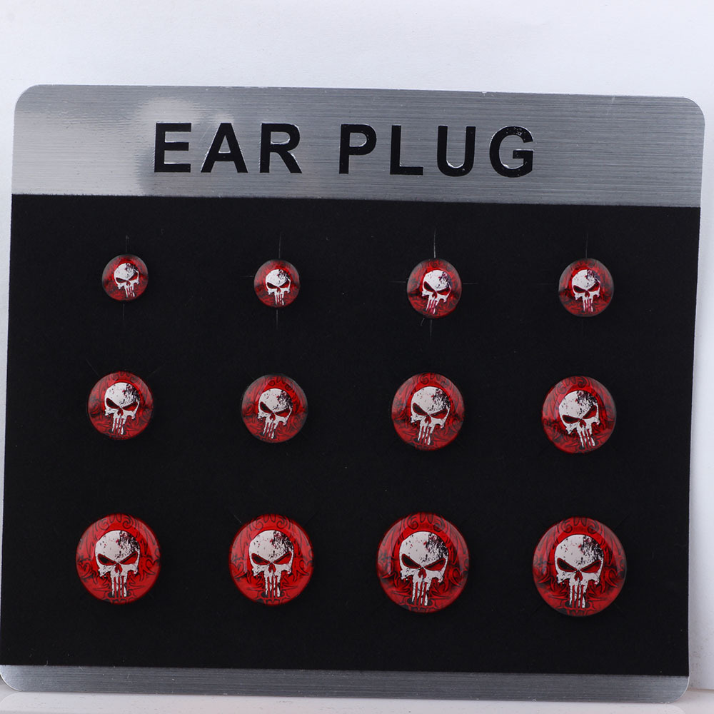 Trendy Punk Acrylic Ear Gauges Dropping Oil Logo Cylindrical Pulley Ear Expansion Tunnels 2022 Summer detail image 8