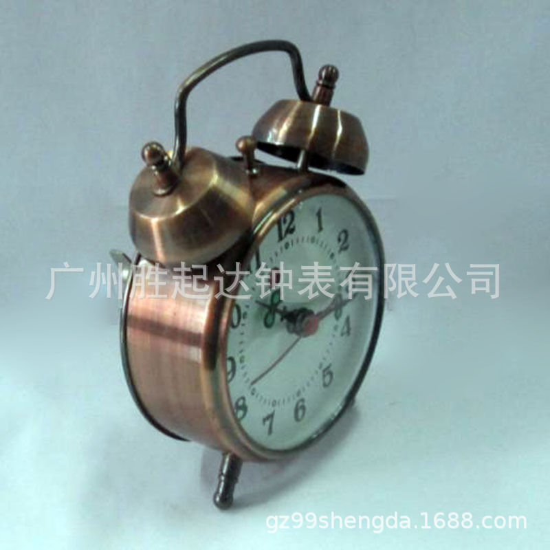 机械闹钟发条式金属打铃欧美复古实用家居3英寸红钴台钟-阿里巴巴