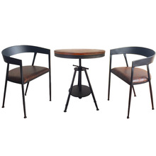 鐵藝餐椅王休閑椅洽談椅美式實木復古工業風奶茶店咖啡廳桌椅組合