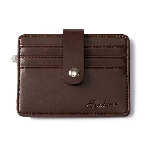 Multi-card slot bank card bag PU short men's thin business card bag buckle portable bus card holder Korean version wholesale