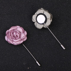 新款布藝花朵胸針時尚女式胸針長針一字插針胸花百搭山茶花胸針