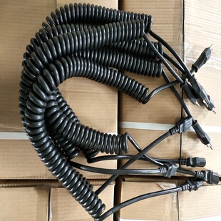 供應瑞士電源線三芯插頭彈簧線高彈性電源線，恢復力強不易變形