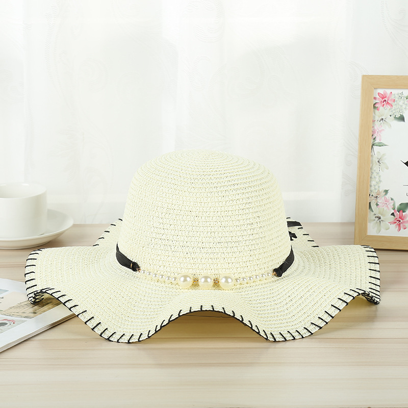 Women's Simple Style Solid Color Ruffles Straw Hat display picture 1