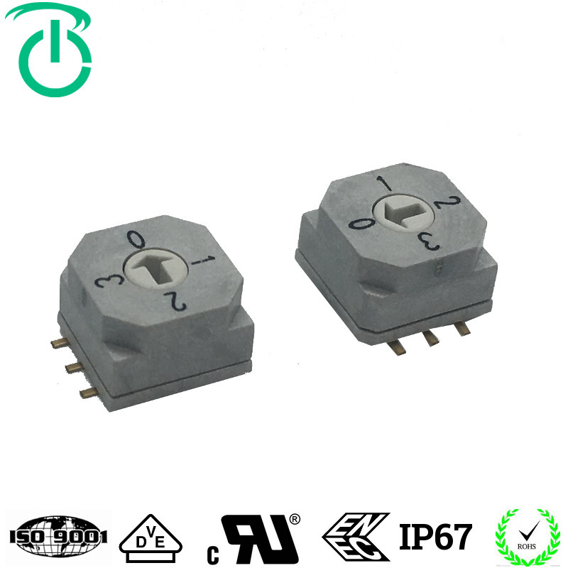 荣千生产10X10贴片型6脚4位10位16位ratory switch，旋转编码开关