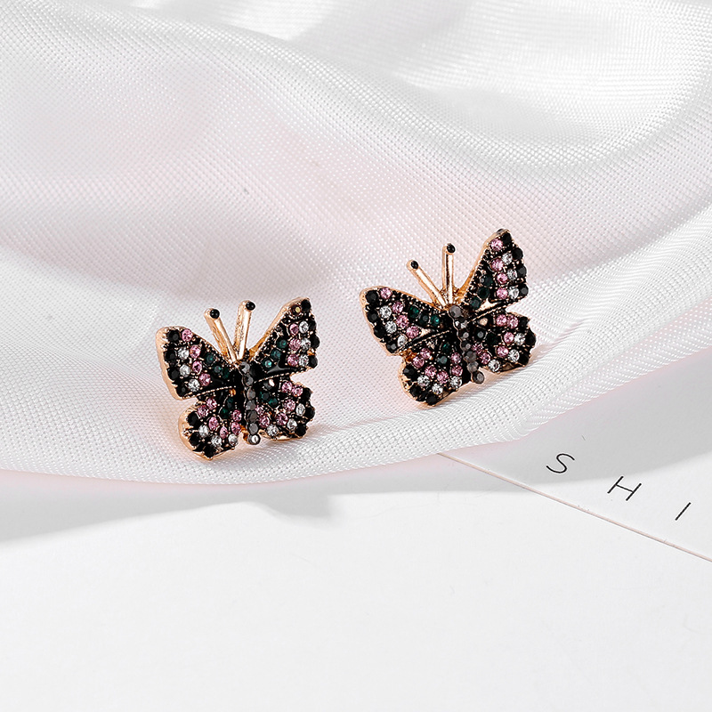 Butterfly Pattern 1 Pair Fashion Butterfly Alloy Plating Rhinestones Women's Ear Studs