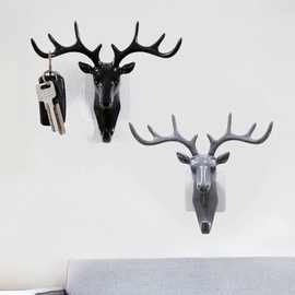 创意美式挂钩立体鹿头造型墙面装饰壁挂客厅卧室衣帽钩无痕挂钩