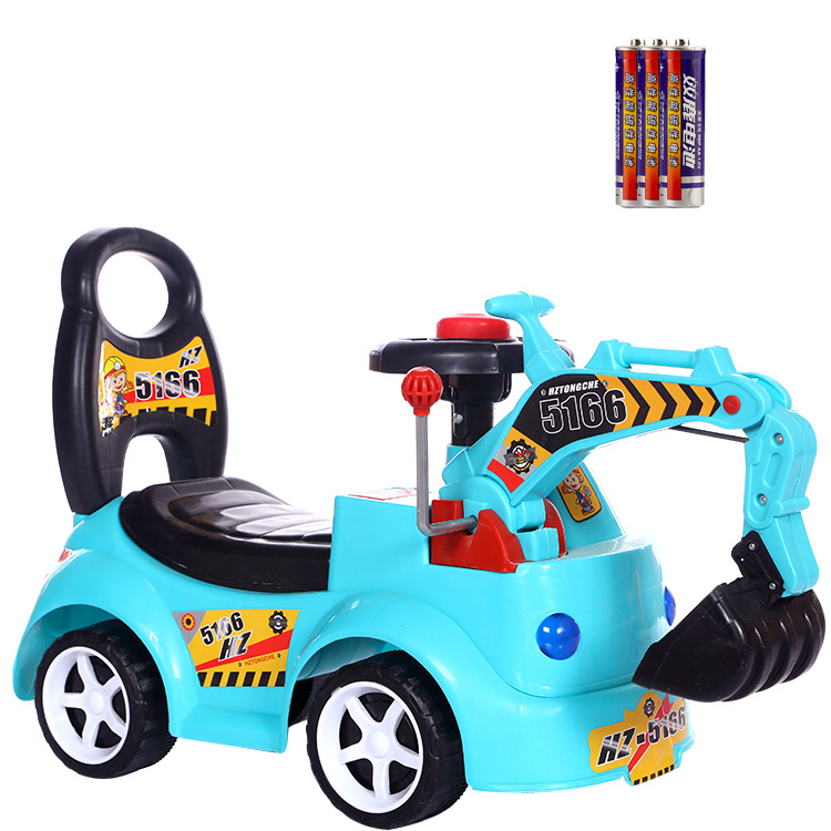Scooter eléctrico para niños con música, excavadora, carro de torsión, juguete, carro de ingeniería, gran capacidad de montaje, excelente