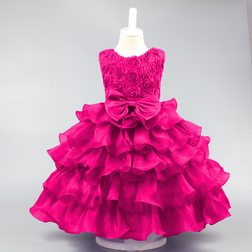 Girls Dress Princess Flower Tutu Flower Girl Bow Wedding Net Skirt display picture 5