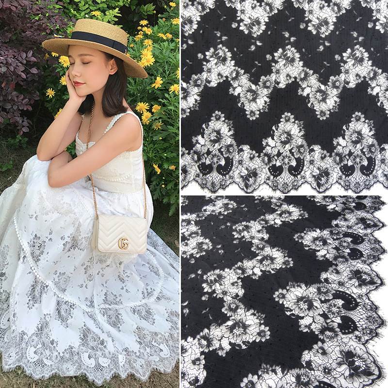 1.5米*3现货高品质婚纱时装眼睫毛蕾丝花边 DIY经编花边服装辅料