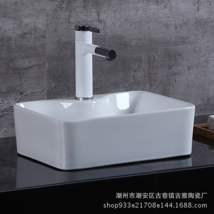 Venta al por mayor cuadrado blanco mesa de cerámica cuenca cuarto de baño lavabo mesa Simple cuenca 5776A Cuenca del arte