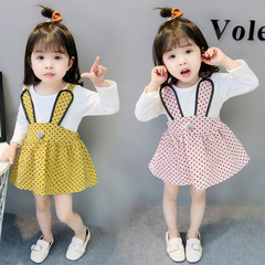 Spring and Autumn New Women and Children's Round Dot Print Long Bunny Ear Splicing Dress for Little Babies Skirt A180