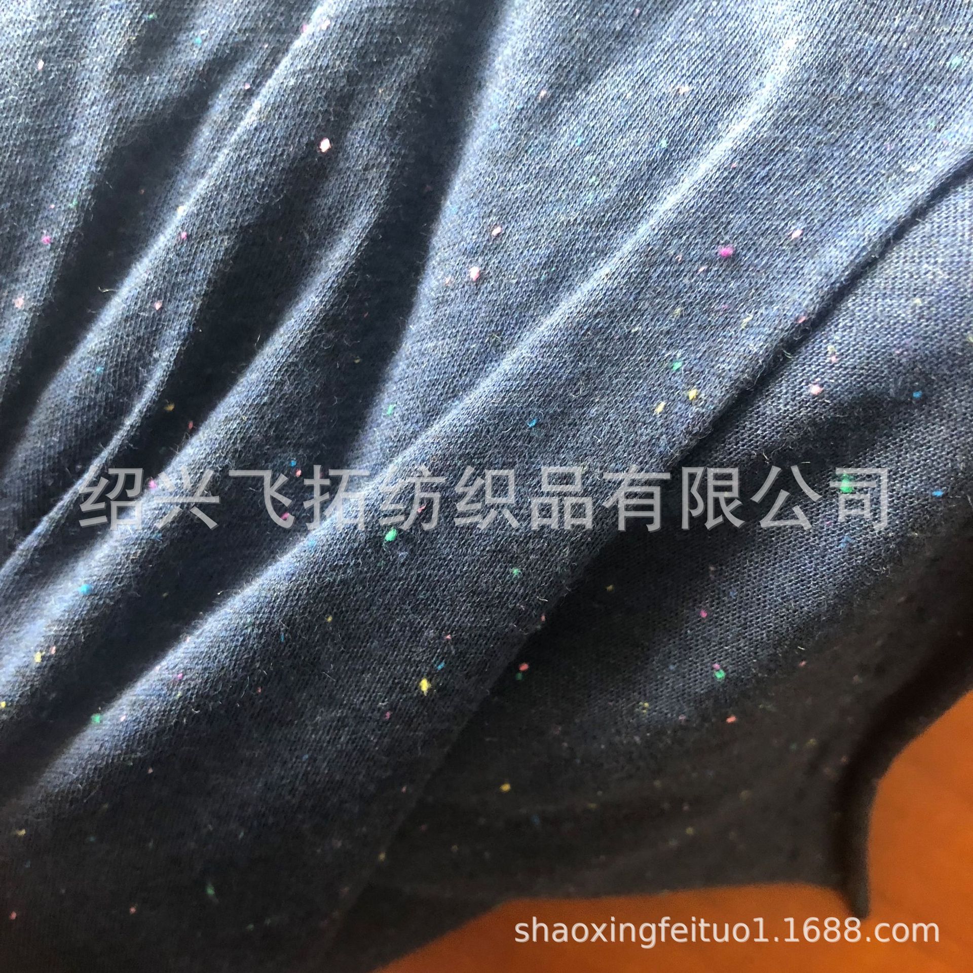 厂家直销针织65%涤纶35%棉高档彩点麻蓝色汗布
