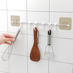 Creative invisible non-stick bathroom kitchen 6-in-a-row hook without drilling stainless steel invisible six-in-a-row clothing hooks