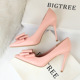 9219-33 Korean version of sweet high-heeled shoes, thin and high heel, thin, shallow, pointed, candy, bow, bow, and women's shoes.