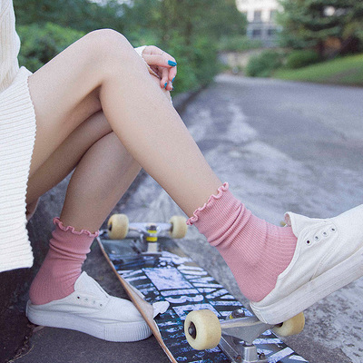 lovely spring and autumn Socks Retro Wood ear Socks In cylinder Pink Piles of socks solar system Autumn and winter