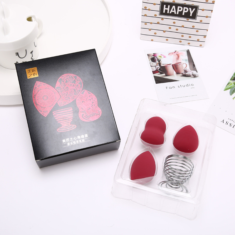 套裝非乳膠4*6大號葫蘆水滴斜切粉撲化妝撲洗臉撲美妝蛋泡水變大