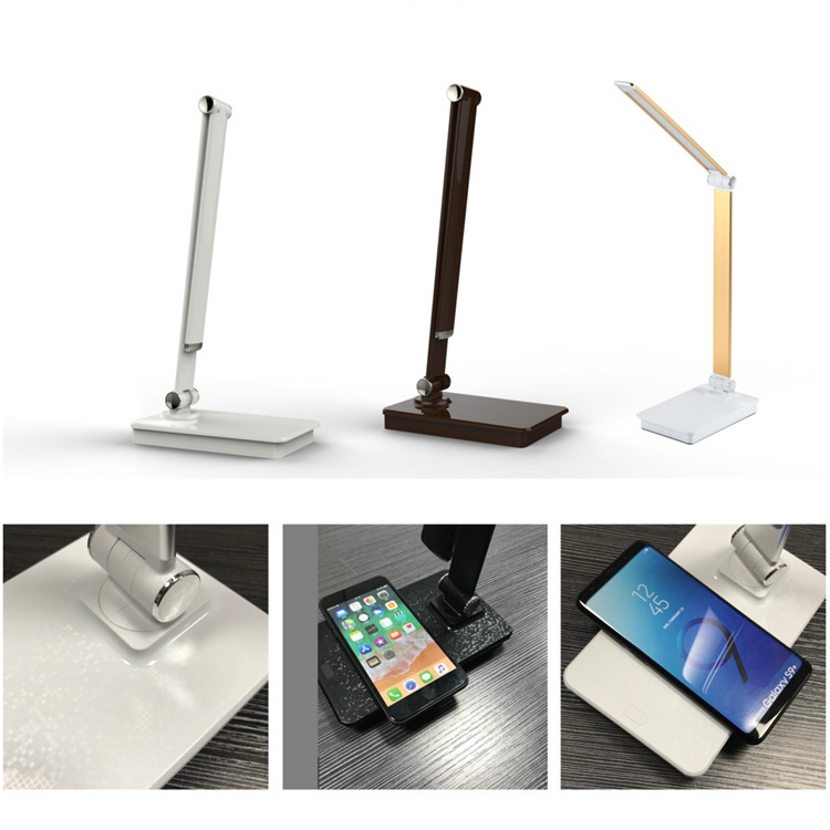 Metal fold children study read led Eye protection Table lamp mobile phone Wireless Charging touch Dimming dormitory desk