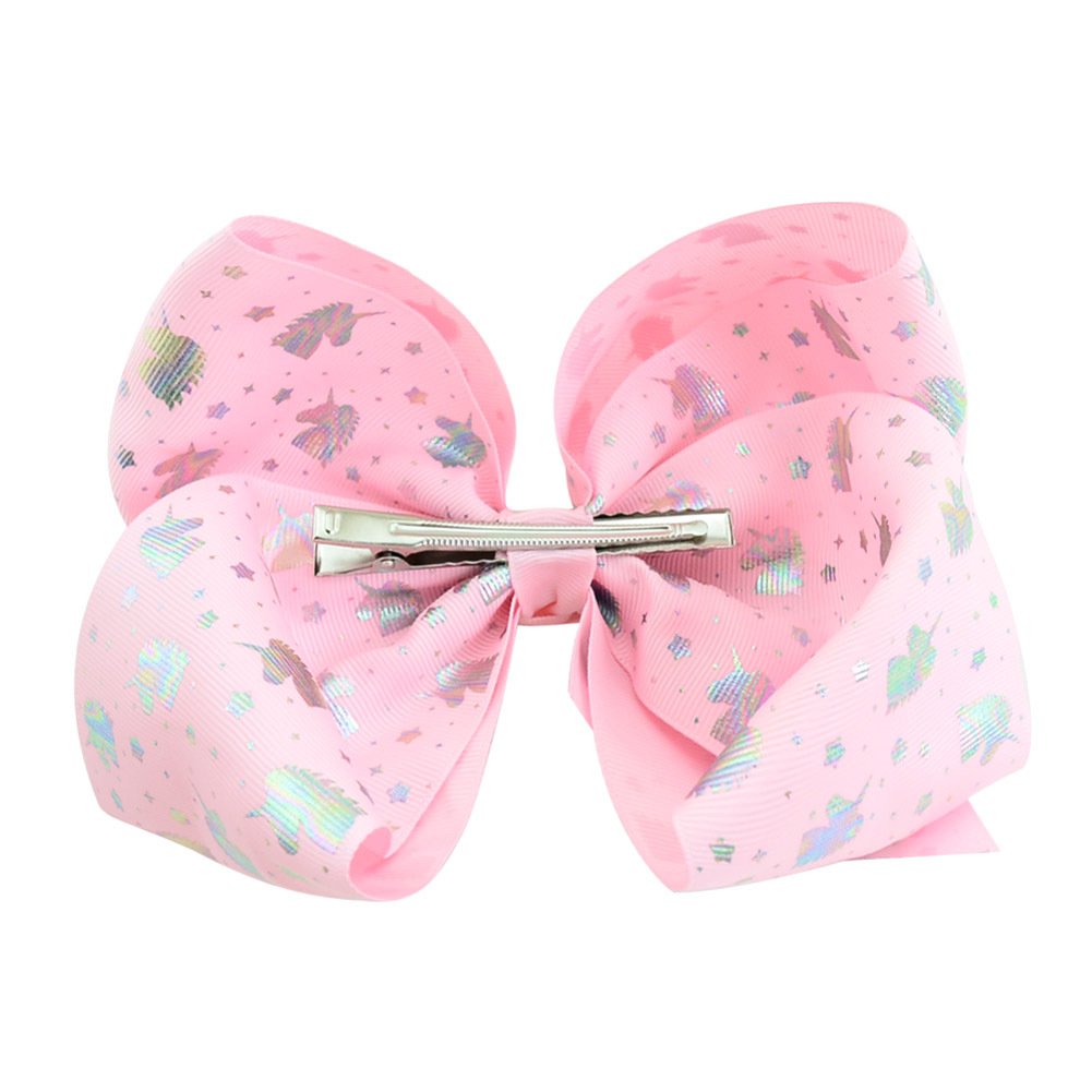 New Children's Cartoon Flower Printing Ribbed Bow Hairpin Set display picture 3