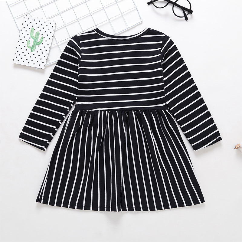 New Striped Long Sleeve Dress Children's Round Neck Dress Skirt Cross-border Casual Skirt display picture 3