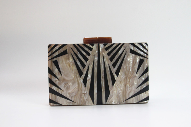 375g Weight Polyester Lining Material Apricot Pvc Arylic Geometric Square Evening Bags