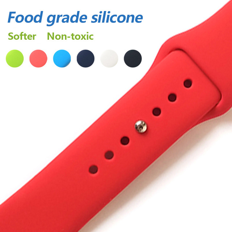 适用于苹果手表硅胶表带iwatch智能运动手表带原扣式腕带21色