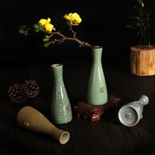 龙泉青瓷 陶瓷迷你水培 日式茶道小花器 花插装饰摆件工艺品