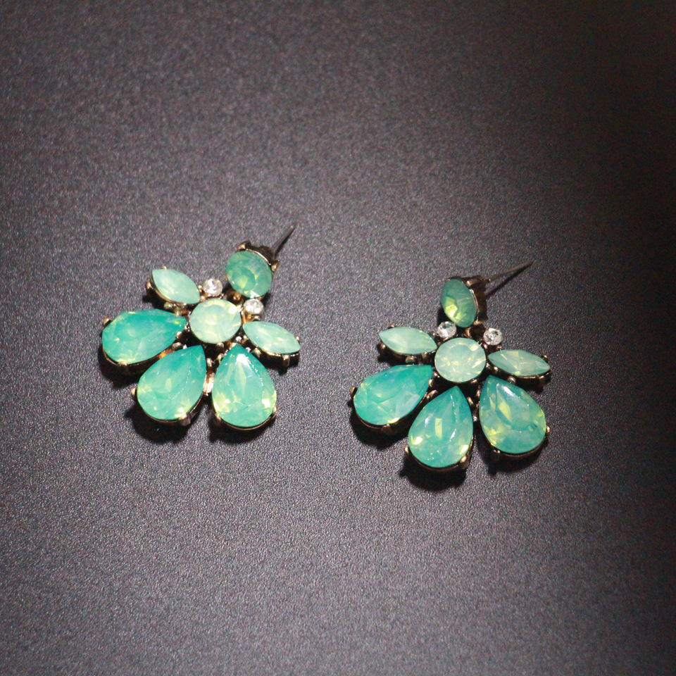 16g Weight Drop Earrings Classification 1 Pair Quantity Daily Occasion Plastic Material Flower Pattern Women'S Gender Rhinestone Design Simple Style Style 1 Pair Simple Style Flower Plastic Rhinestone Women's Drop Earrings 7