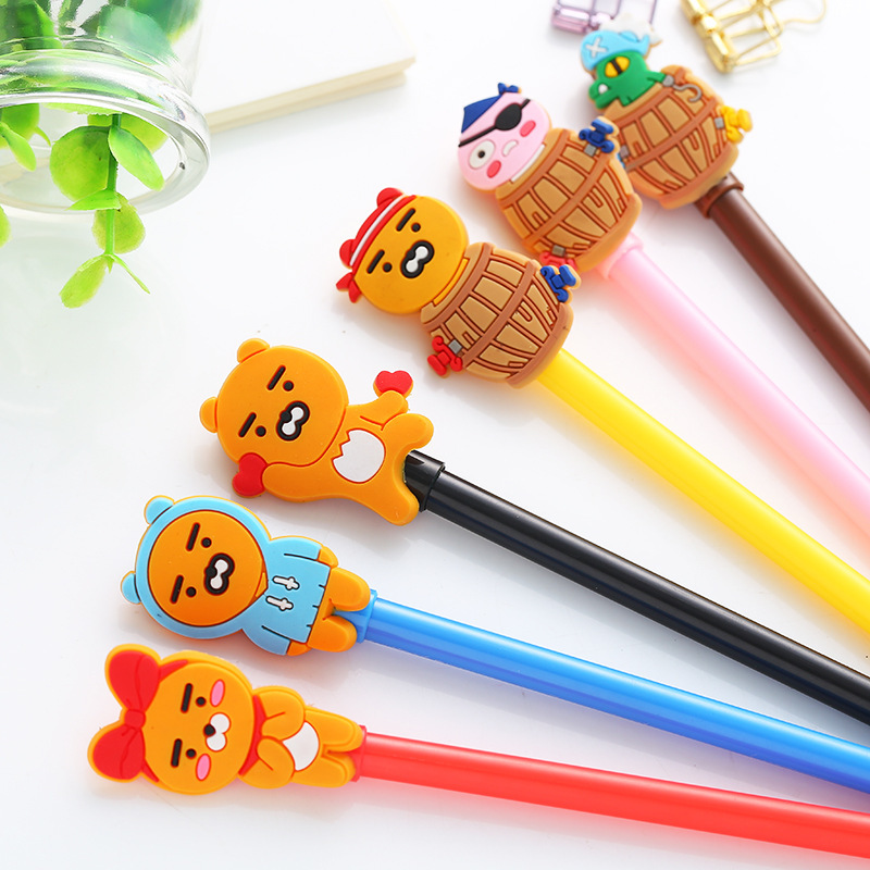 韩国创意卡通中性笔 软胶签字笔针管0.5mm碳素水笔批发学生文具|ru