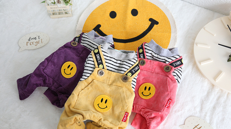 复古条纹背带四脚衣