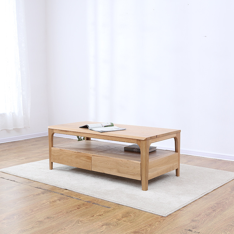 廠家直銷北歐全實木茶幾白橡木咖啡桌小戶型客廳茶台簡約環保家具