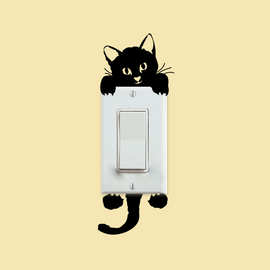 ZY327新款小猫卧室开关贴外贸墙贴纸批发 可移除3d立体墙贴画