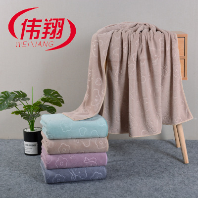 超细纤维压花儿童浴巾成人大浴巾 美容店会所浴巾柔软吸水不掉毛