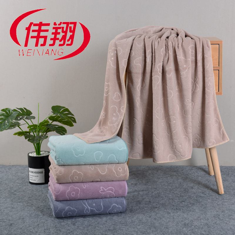超细纤维压花儿童浴巾成人大浴巾 美容店会所浴巾柔软吸水不掉毛