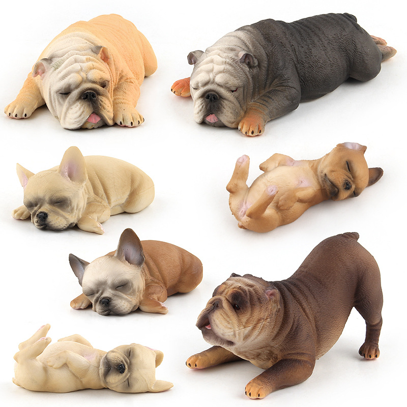 Simulación transfronteriza bulldog francés modelo animal soñoliento animal mentira postura matón perro cachorro decoración mano Oficina