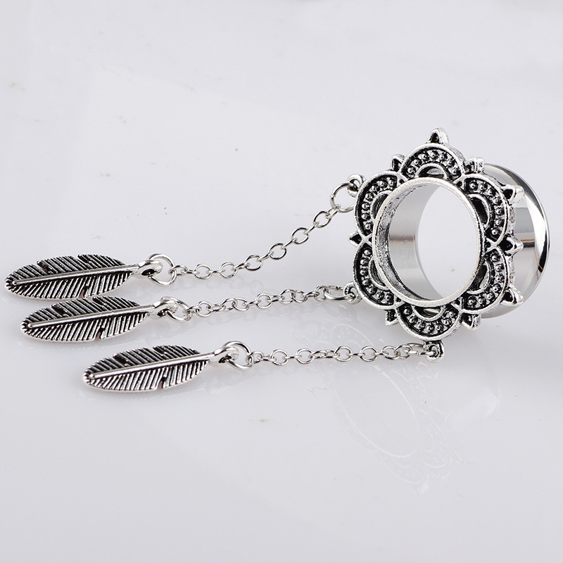 Bronze 16mm U-Shaped Leaf Ear Weights Stainless Steel Body Jewelry for Gauged Earlobes detail image 9