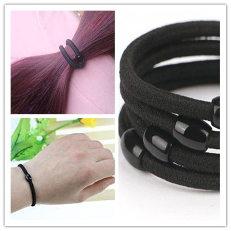 韩国发饰品基础头绳高弹力黑色加绒发绳扎头发橡皮筋扎马尾发圈