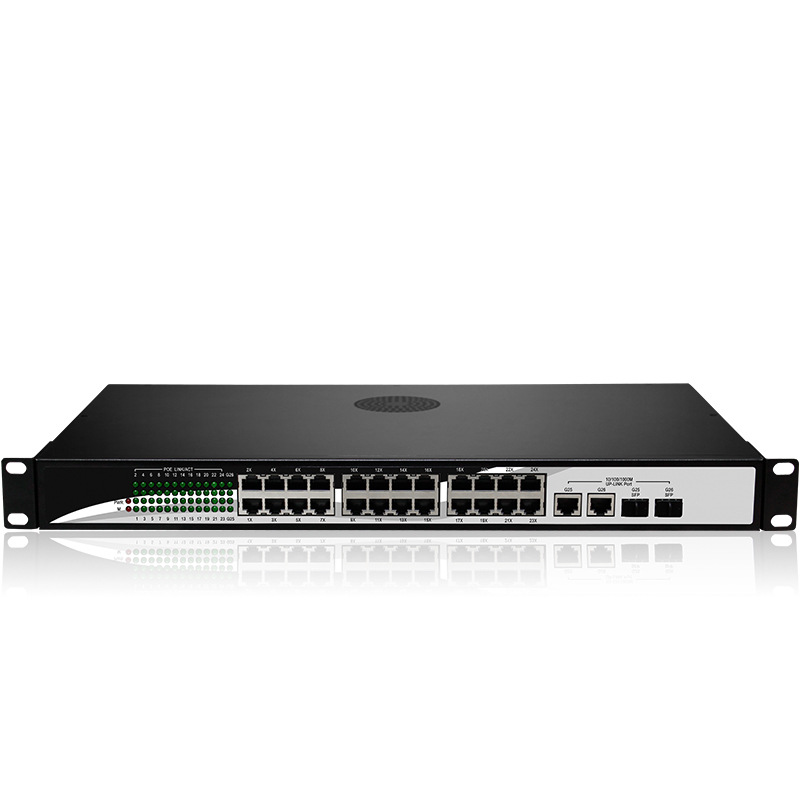 欧腾达 24口标准48V供电交换机安防摄像头网络工程POE集中供电|ru