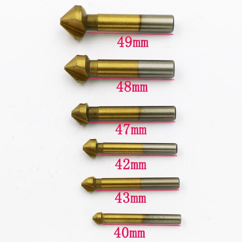 Titanium-plated 6PC metal chamferer 90° chamfering knife 90 degree three-edged alloy chamfering drill straight shank countersink drill milling cutter