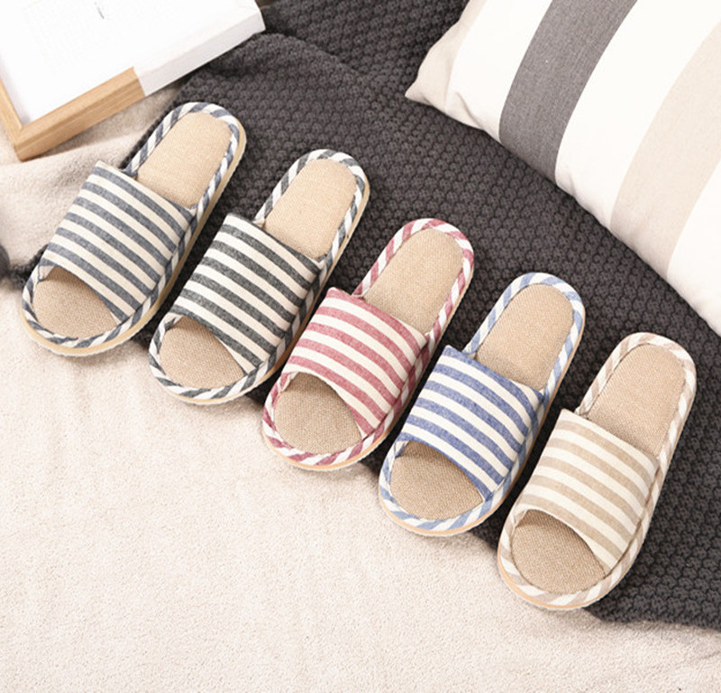 春夏季四季情侣男女亚麻家居棉拖鞋家居家用木地板室内凉拖鞋|ru