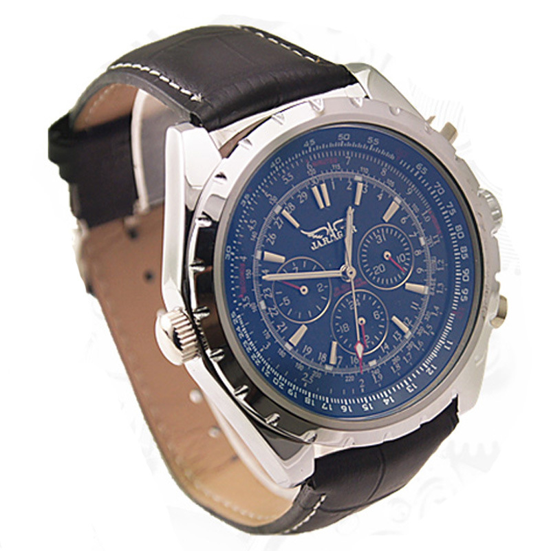 JARAGAR reloj mecánico automático de negocios para hombres correa de vidrio de luz azul reloj mecánico volante A212