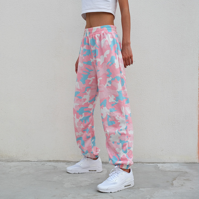 Pink Camouflage Track Pants Sweat Pants 