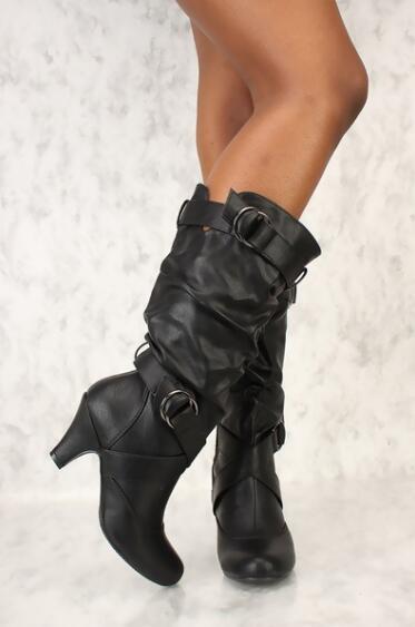 New Round-Headed Metal Decorative Sleeve Boots with Rough heels