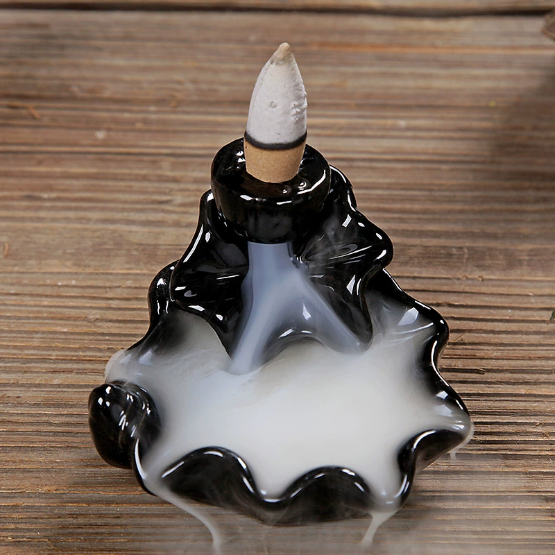 Ceramic inverted backflow incense burner, wave design, decorative, 0.3 kg