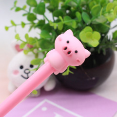 Cute cartoon neutral pen 3D soft rubber ballpoint pen black signature pen for students stationery supplies wholesale