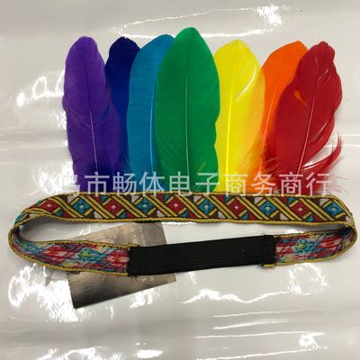 厂家直销 印度安人波西米亚羽毛头带舞台演出服饰配饰鹅毛头带|ru