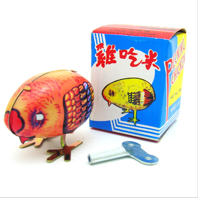 铁皮小鸡吃米 经典复古铁皮玩具 80后回忆 儿时回忆 上发条玩具