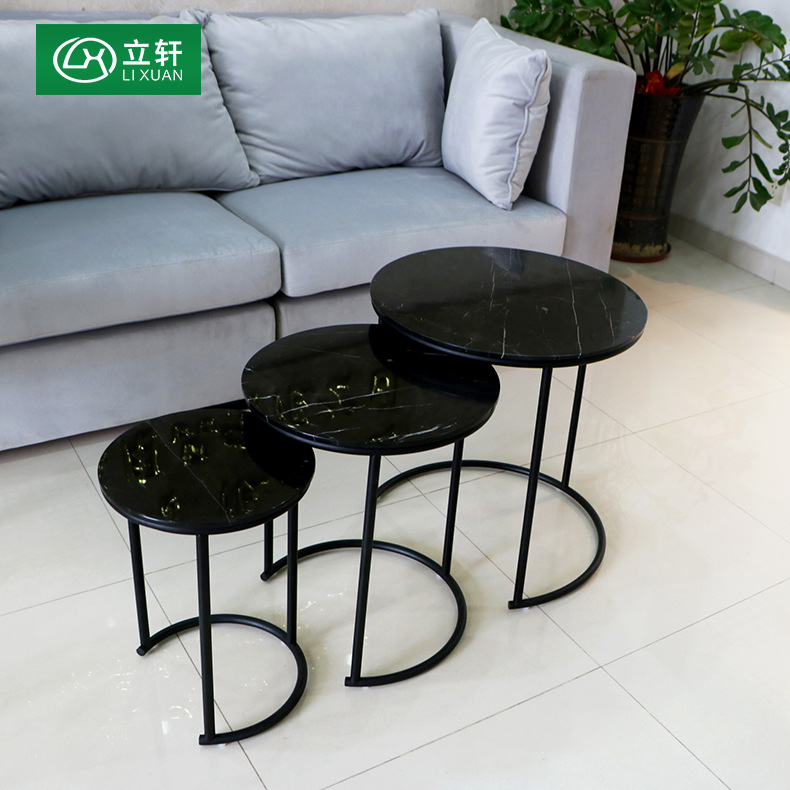 personality originality a living room fashion Size Combination tables Northern Europe Marble tea table household Iron art black Dusting round table