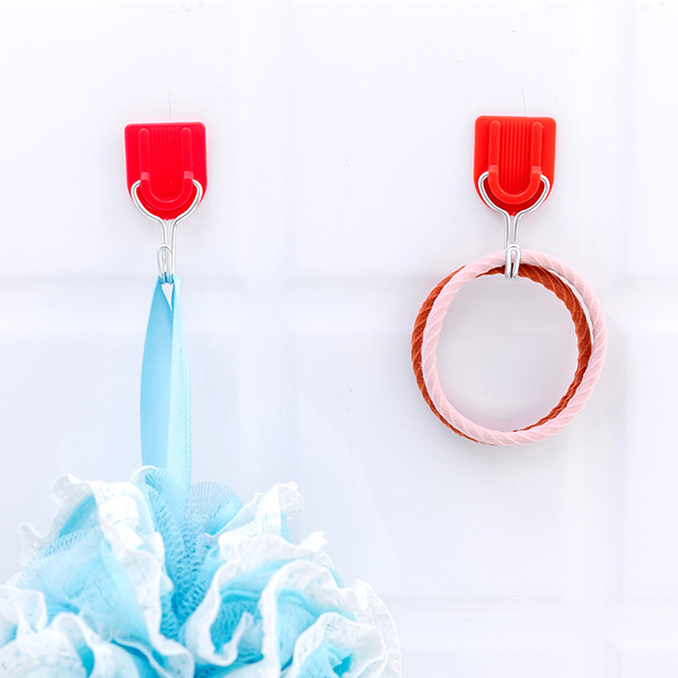 Creativo gancho de 6 piezas sin clavos cocina transparente gancho pegajoso puerta del baño trasero pequeño gancho de pared colgando gancho de ropa