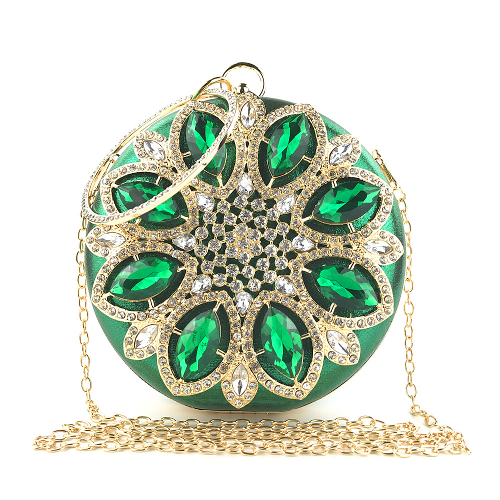 Diamond Bag New Handheld Banquet Bag Rhinestone Diamond Set Dress Round Fashion Diamond Women’s Bag