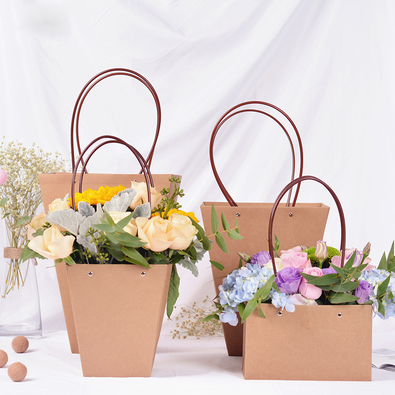 Bolsa de Papel Kraft Impermeable para Flores, Año Nuevo 2026, Bolsa de Regalo para Arreglos Florales, Bolsa de Mano para Flores Frescas, Bolsa para Ramos